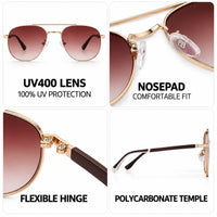 Valkyra | Gradient Brown Large Full Rim Aviator Sunglasses for Men & Women [UV-protected]