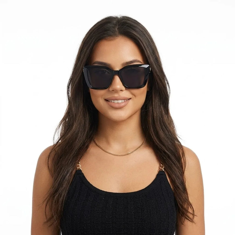 Gravon | Black Large Full Rim Wayfarer Sunglasses for Women [UV-protected]