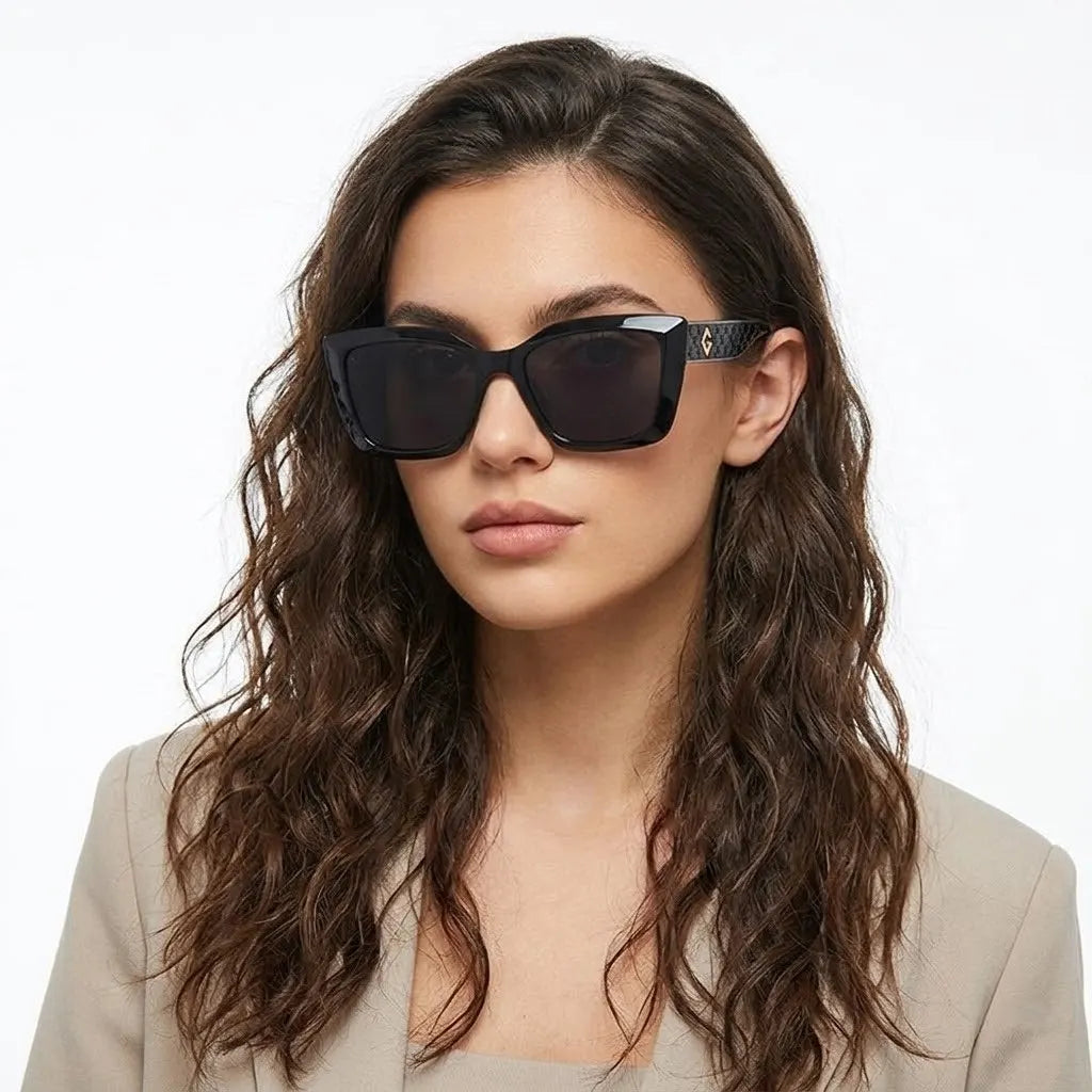 Gravon | Black Large Full Rim Wayfarer Sunglasses for Women [UV-protected]