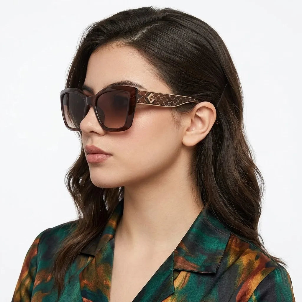 Gravon | Brown Large Full Rim Wayfarer Sunglasses for Women [UV-protected]