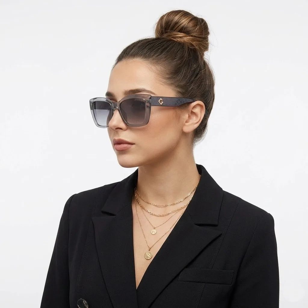Gravon | Grey Large Full Rim Wayfarer Sunglasses for Women [UV-protected]