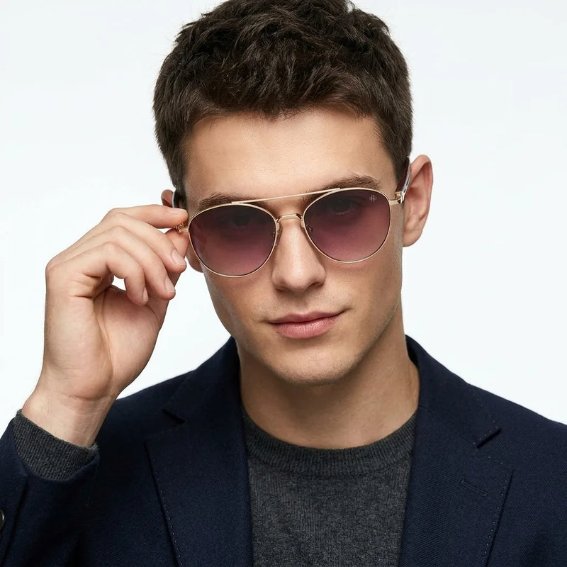 Gyron | Gradient Brown Medium Full Rim Aviator Sunglasses for Men [UV-protected]