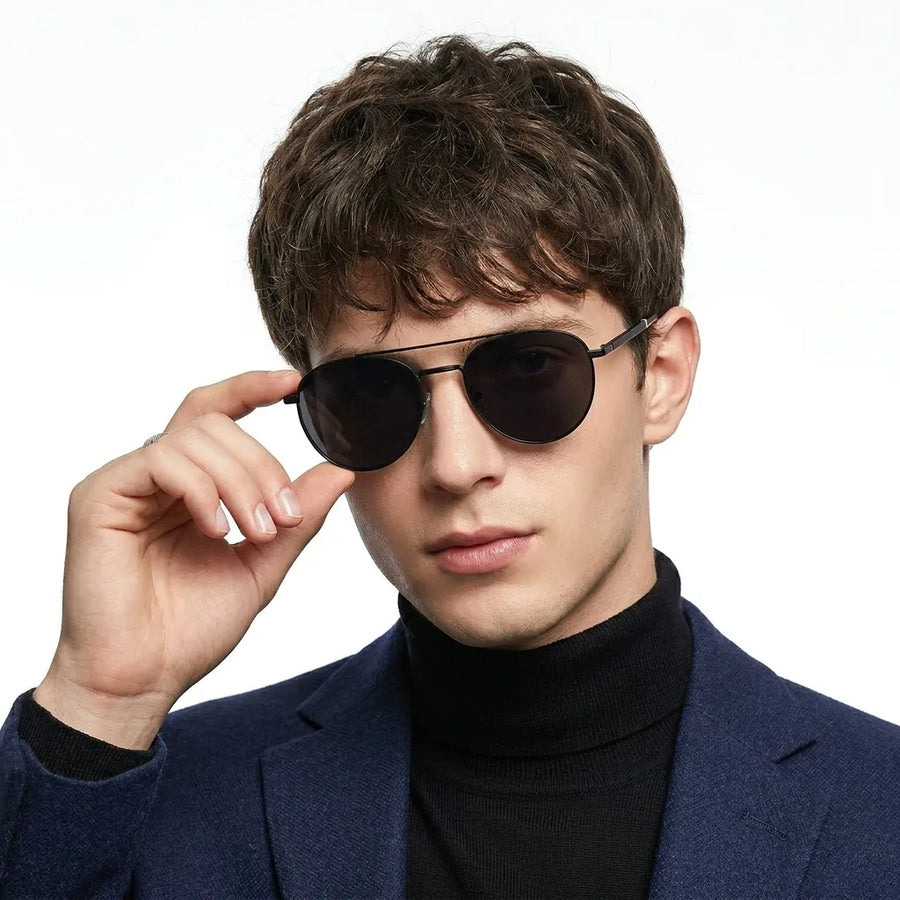 Valkyra | Black Large Full Rim Aviator Sunglasses for Men & Women [UV-protected]
