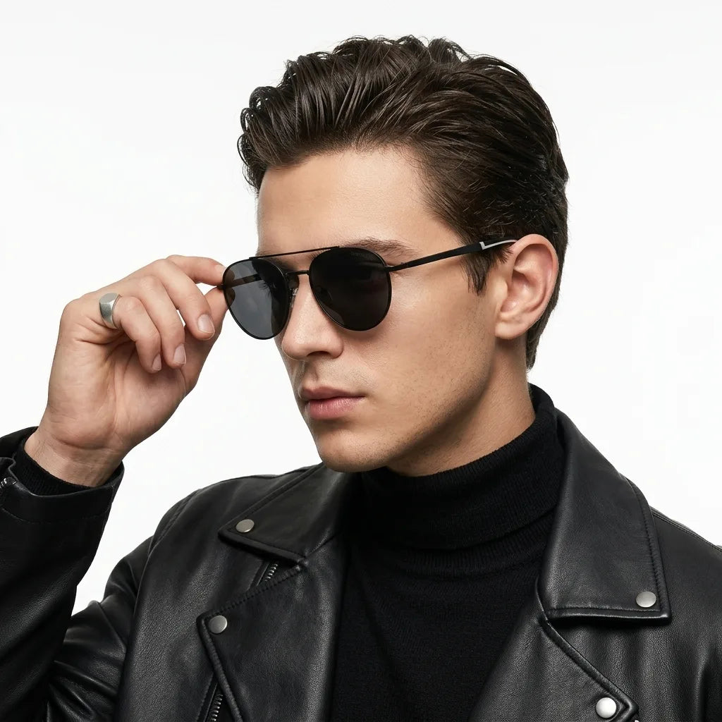 Valkyra | Black Large Full Rim Aviator Sunglasses for Men & Women [UV-protected]