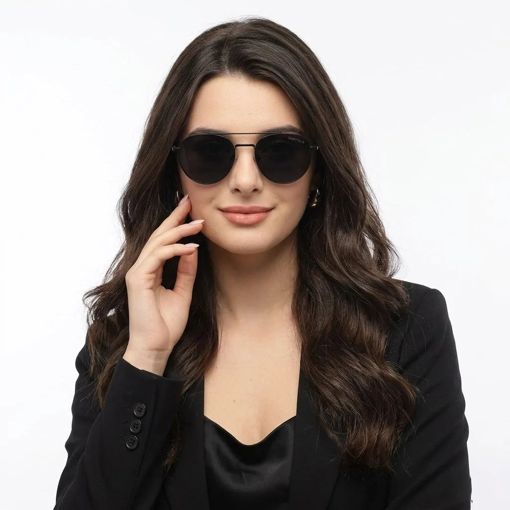 Valkyra | Black Large Full Rim Aviator Sunglasses for Men & Women [UV-protected]