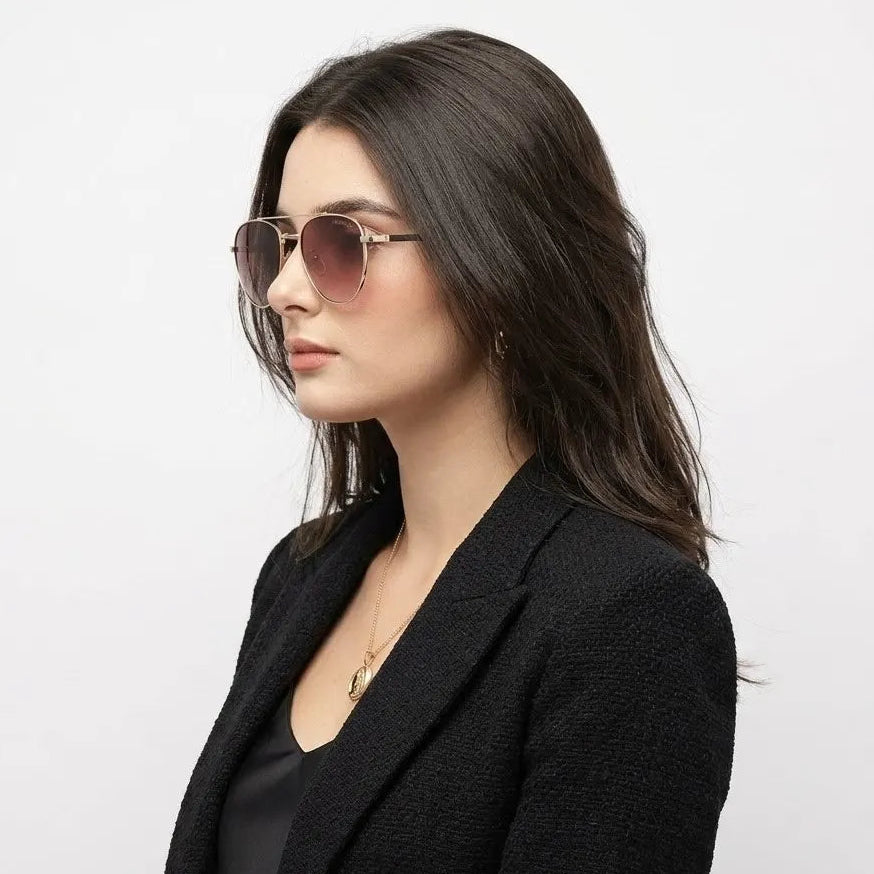 Valkyra | Gradient Brown Large Full Rim Aviator Sunglasses for Men & Women [UV-protected]