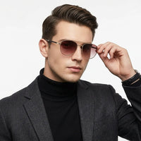 Valkyra | Gradient Brown Large Full Rim Aviator Sunglasses for Men & Women [UV-protected]
