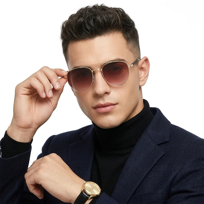 Valkyra | Gradient Brown Large Full Rim Aviator Sunglasses for Men & Women [UV-protected]