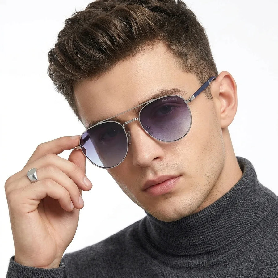 Valkyra | Gradient Blue Large Full Rim Aviator Sunglasses for Men & Women [UV-protected]