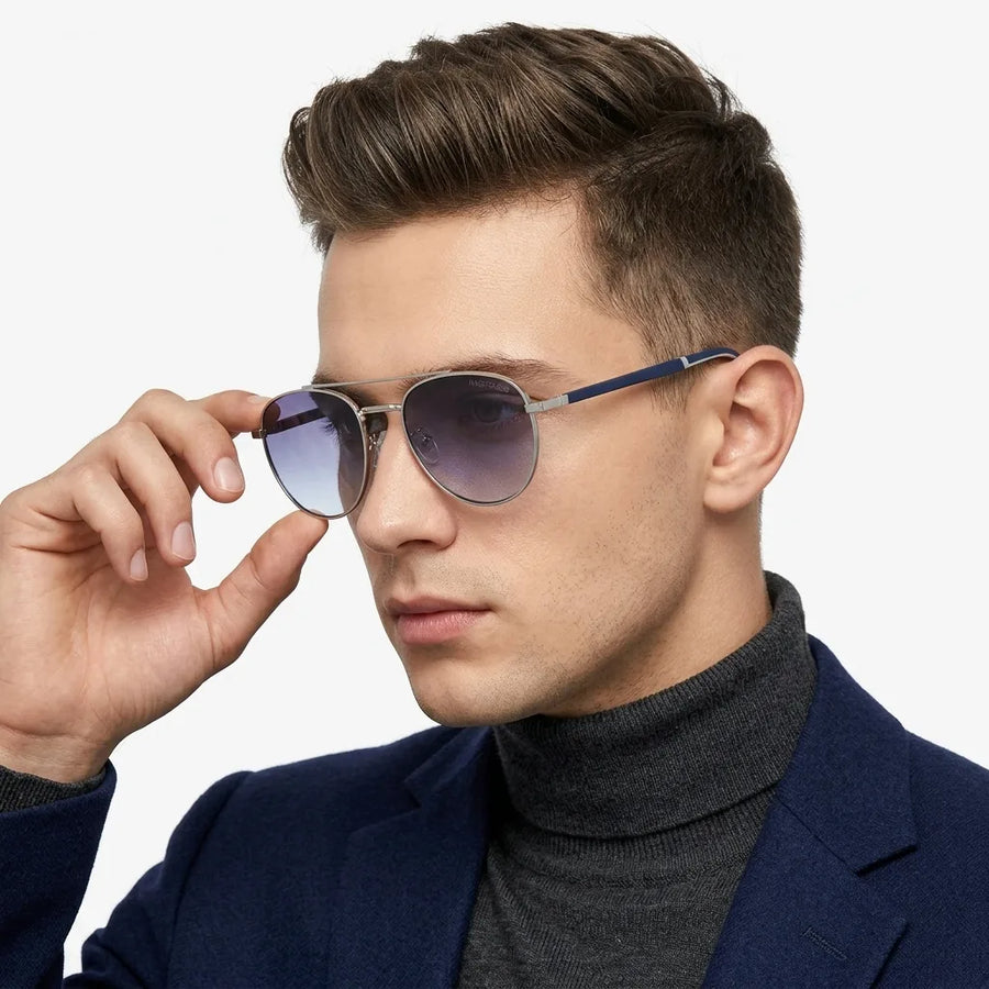 Valkyra | Gradient Blue Large Full Rim Aviator Sunglasses for Men & Women [UV-protected]