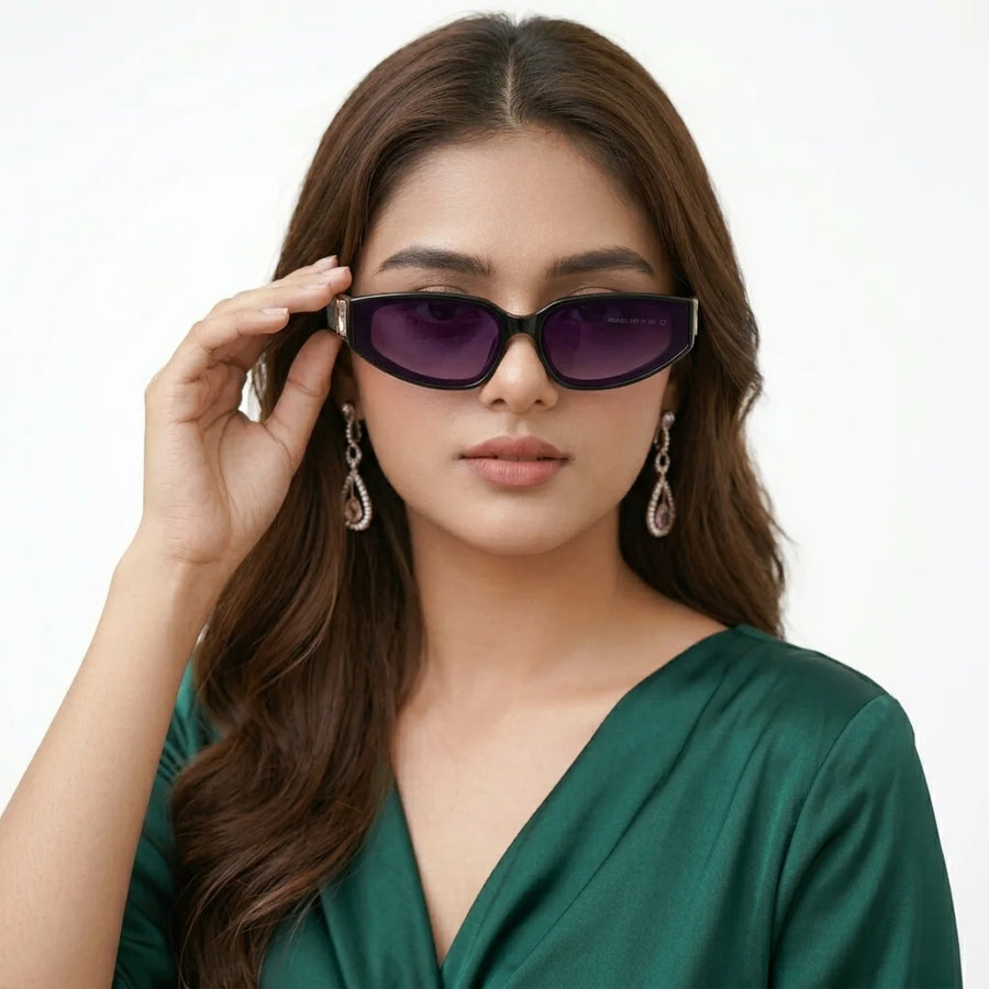 Hyra | Black Medium Full Rim Cateye Sunglasses for Women [UV-protected]