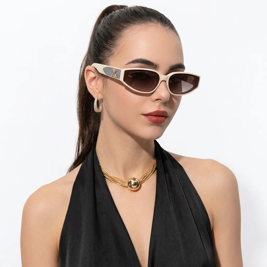 Hyra | White Medium Full Rim Cateye Sunglasses for Women [UV-protected]