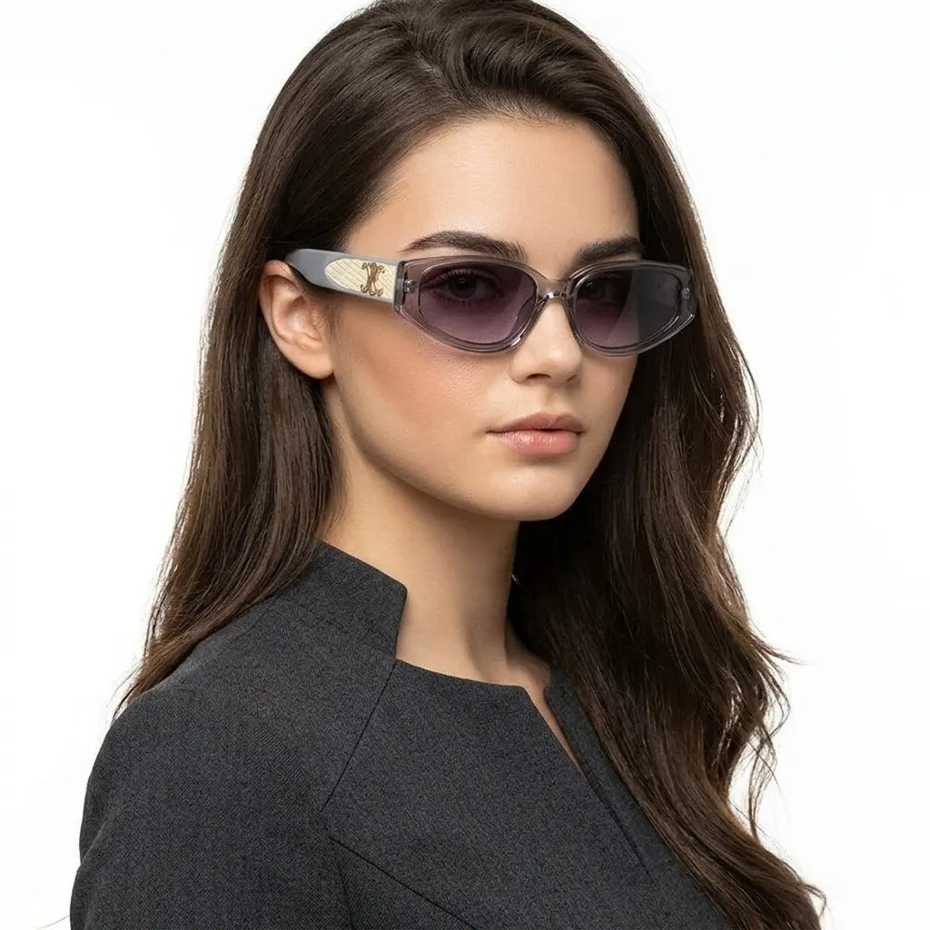 Hyra | Transparent Grey Medium Full Rim Cateye Sunglasses for Women [UV-protected]