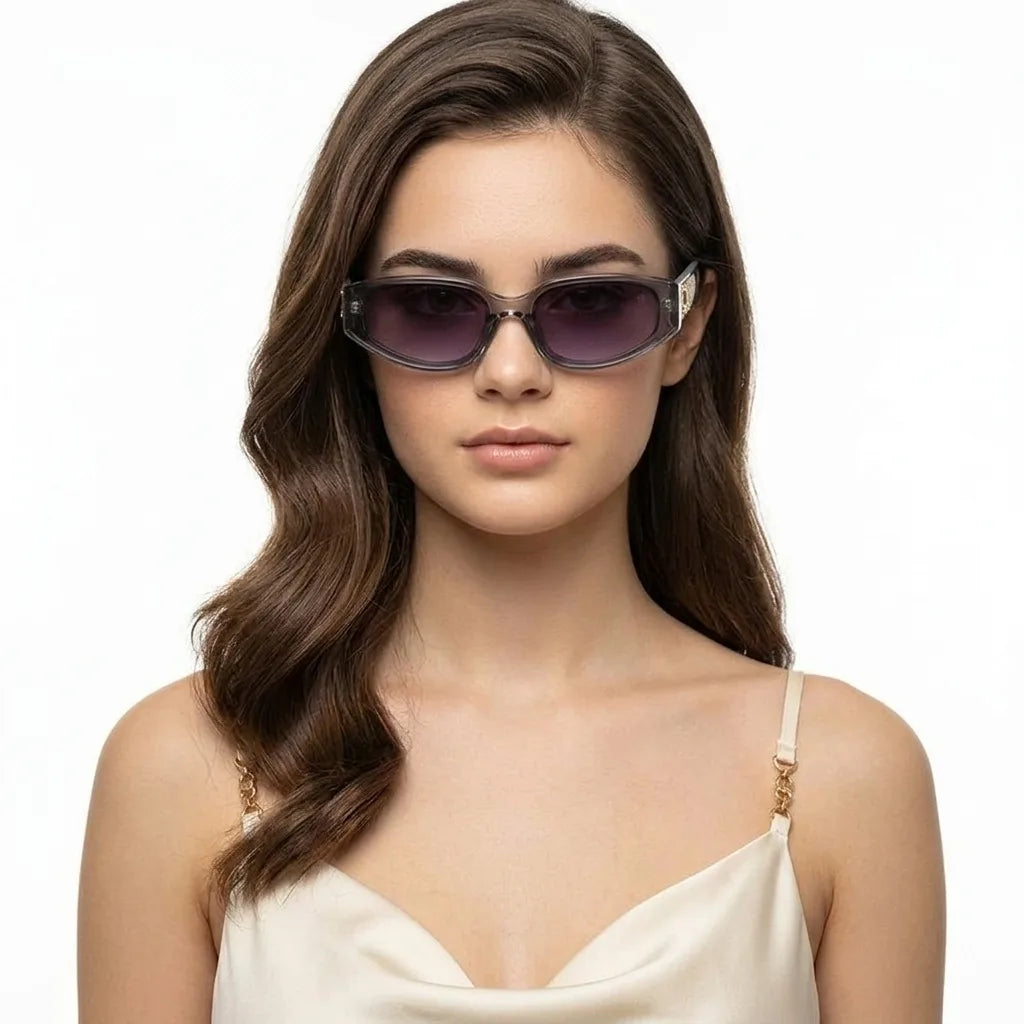 Hyra | Transparent Grey Medium Full Rim Cateye Sunglasses for Women [UV-protected]