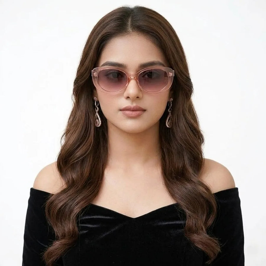 Evira | Transparent Gradient Pink Large Full Rim Cateye Sunglasses for Women [UV-protected]