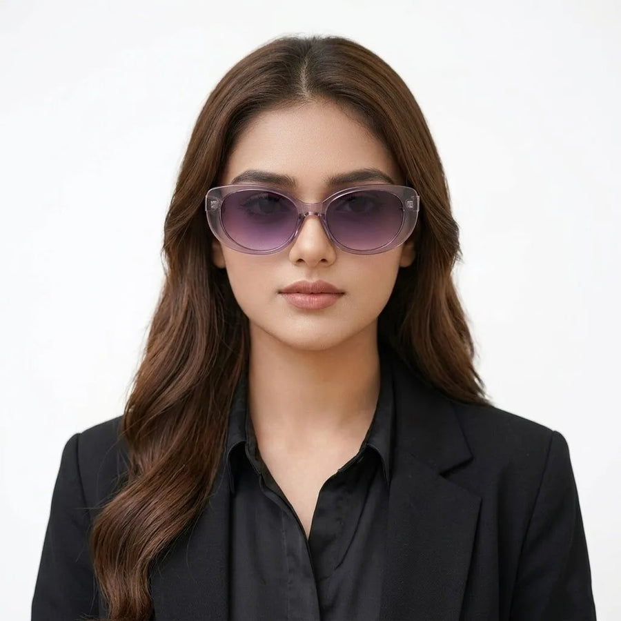 Evira | Transparent Gradient Purple Large Full Rim Cateye Sunglasses for Women [UV-protected]