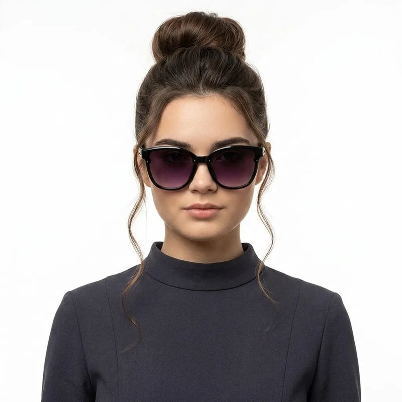 Kalira | Black Large Full Rim Cateye Sunglasses for Women [UV-protected]