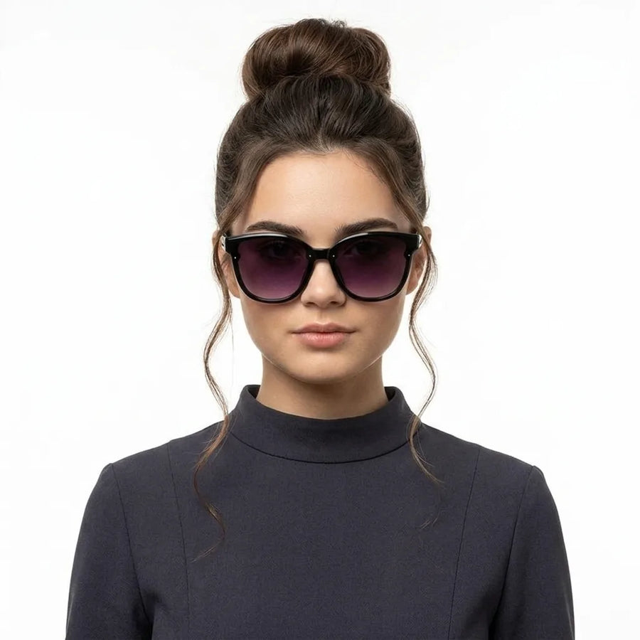 Kalira | Black Large Full Rim Cateye Sunglasses for Women [UV-protected]