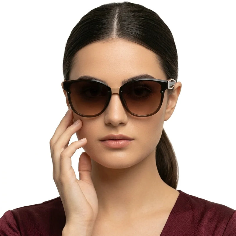 Kalira | Brown Large Full Rim Cateye Sunglasses for Women [UV-protected]