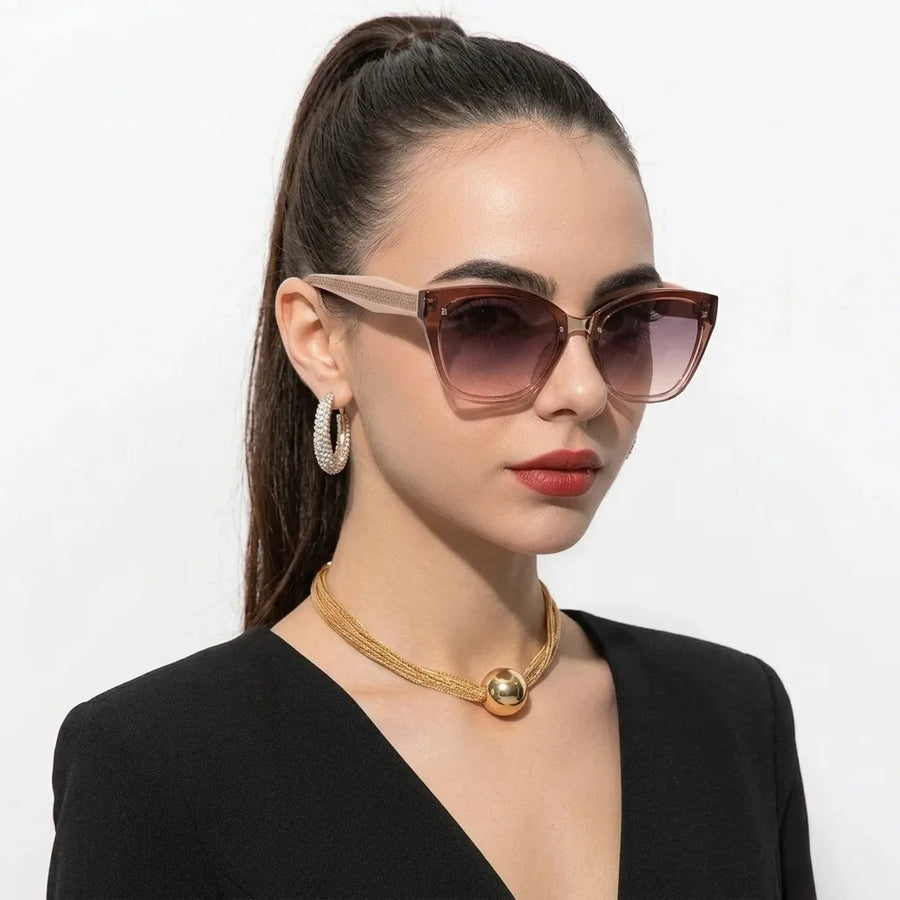 Miron | Transparent Gradient Brown Large Full Rim Cateye Sunglasses for Women [UV-protected]