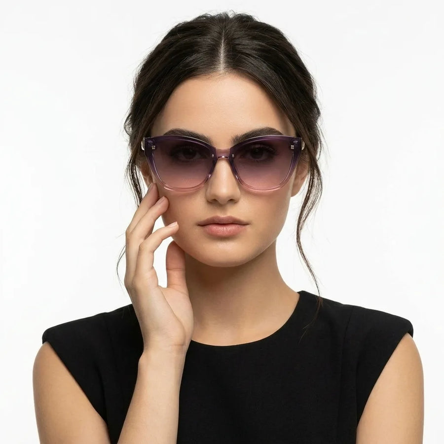 Miron | Transparent Gradient Brown Large Full Rim Cateye Sunglasses for Women [UV-protected]