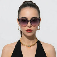 Miron | Gradient Grey - Pink Large Full Rim Cateye Sunglasses for Women [UV-protected]