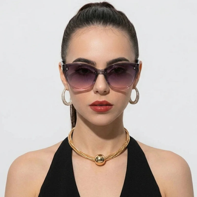 Miron | Gradient Grey - Pink Large Full Rim Cateye Sunglasses for Women [UV-protected]