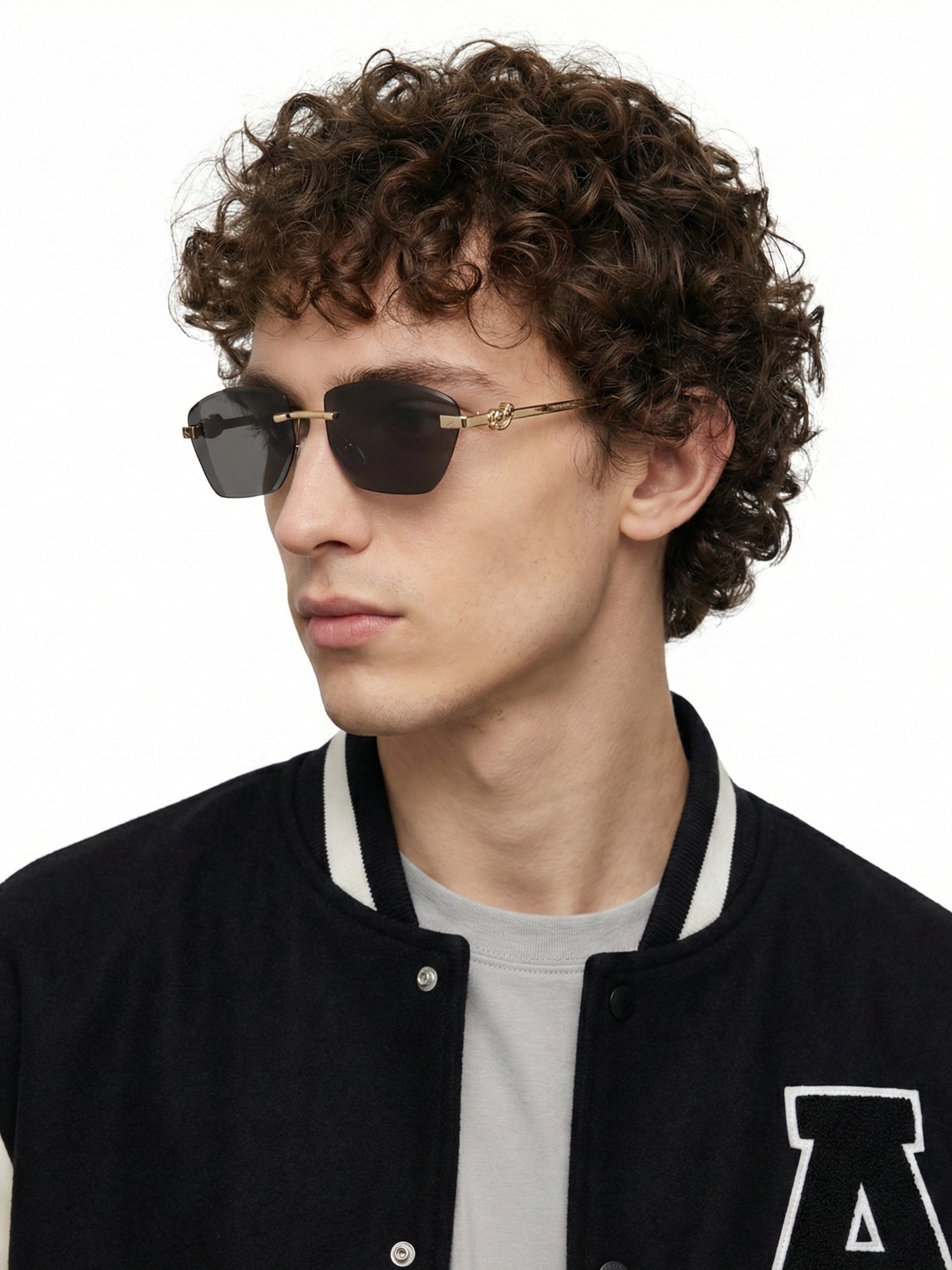 Valora | Black Medium Rim Less Square Sunglasses for Men [UV-protected]