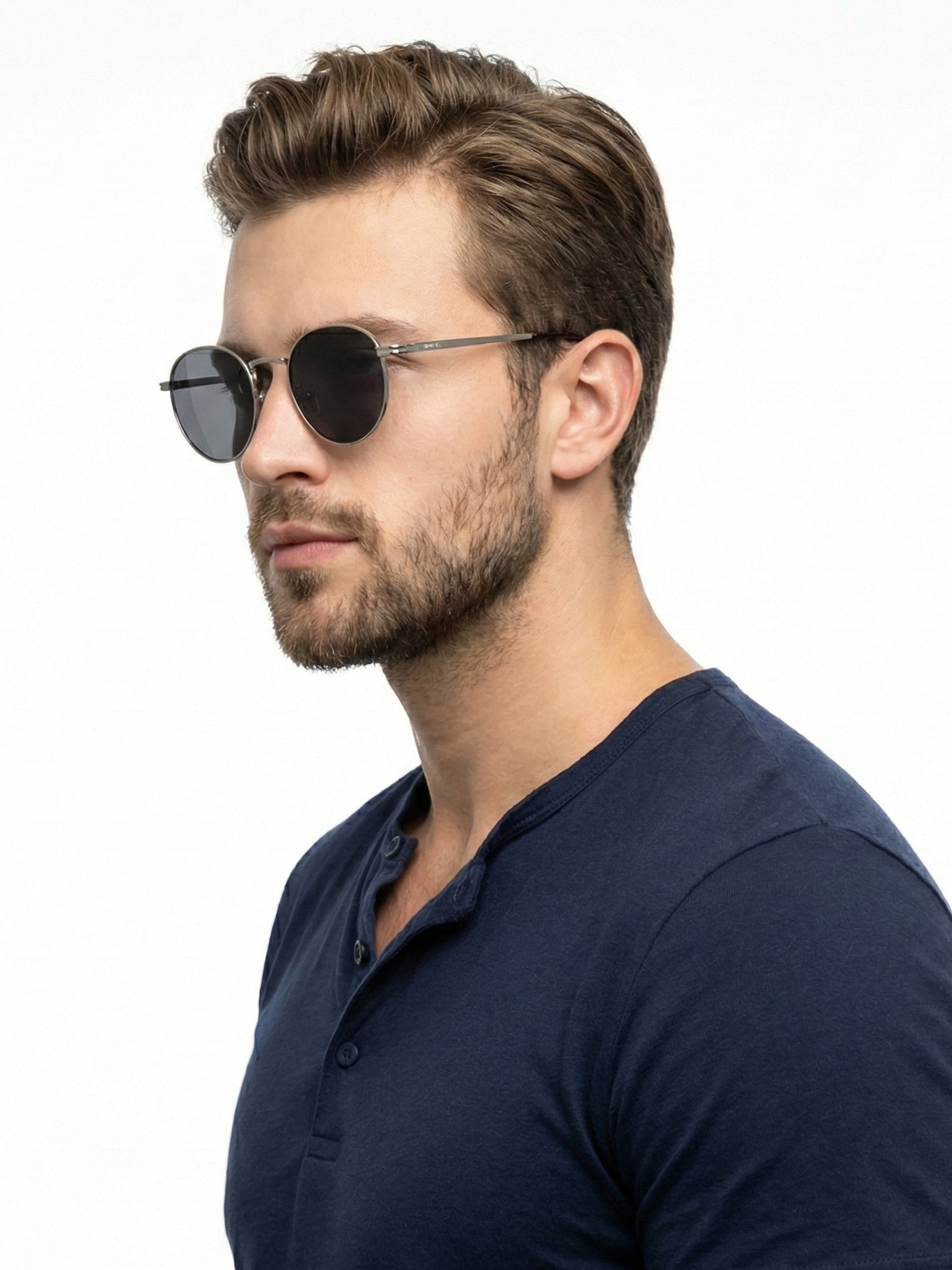 Solyra | Grey Medium Full Rim Oval Sunglasses for Men [UV-protected]