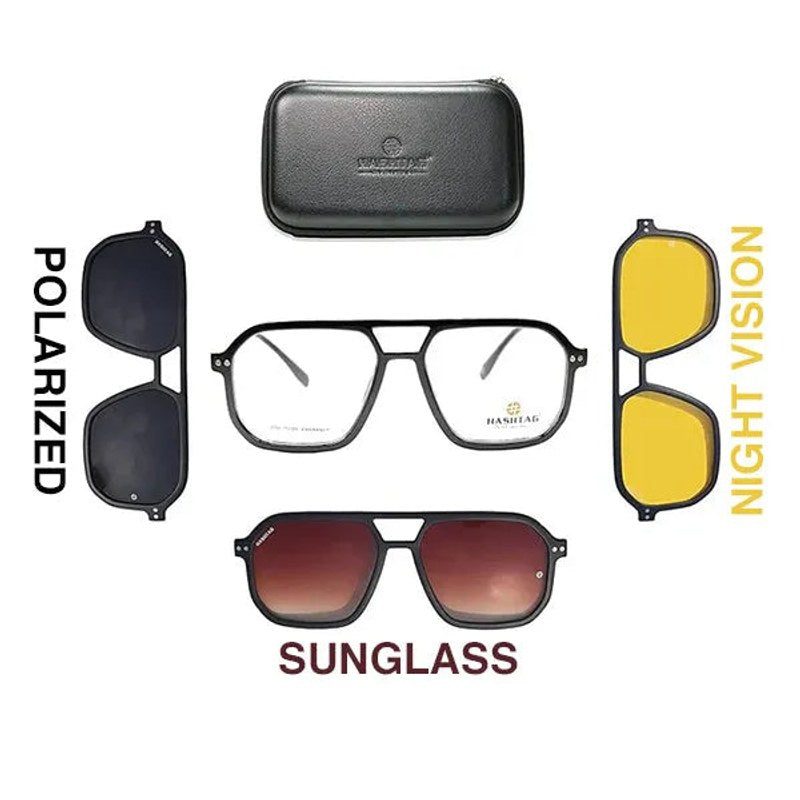 Phoenix Black Medium Full Rim Square Clip-on for Men & Women — Hashtag Eyewears