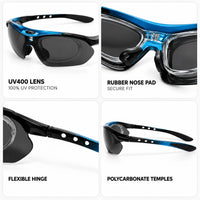 Valkor | Blue & Black Free Size Half Rim Shield Sports Sunglasses for Men & Women Changeable Lens  [Polarized]