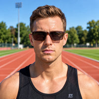 H2R | Brown Medium Full Rim Rectangle Sports Sunglasses for Men & Women [Polarized]