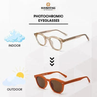Adaptix | Transparent Orange Medium Full Rim Square Computer Glasses for Men & Women [Photochromic]