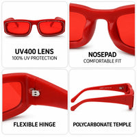 Crystix | Red Small Full Rim Rectangle Sunglasses for Men & Women [UV-protected]