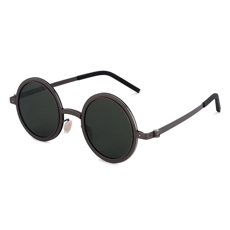 Tint | Grey Medium Full Rim Round Sunglasses for Men & Women [Tint Adjustable]