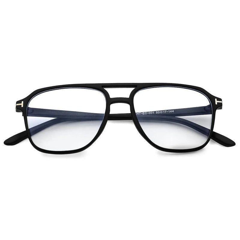 Aegira | Black Small Full Rim Square Computer Glasses for Men & Women [Blue Block]