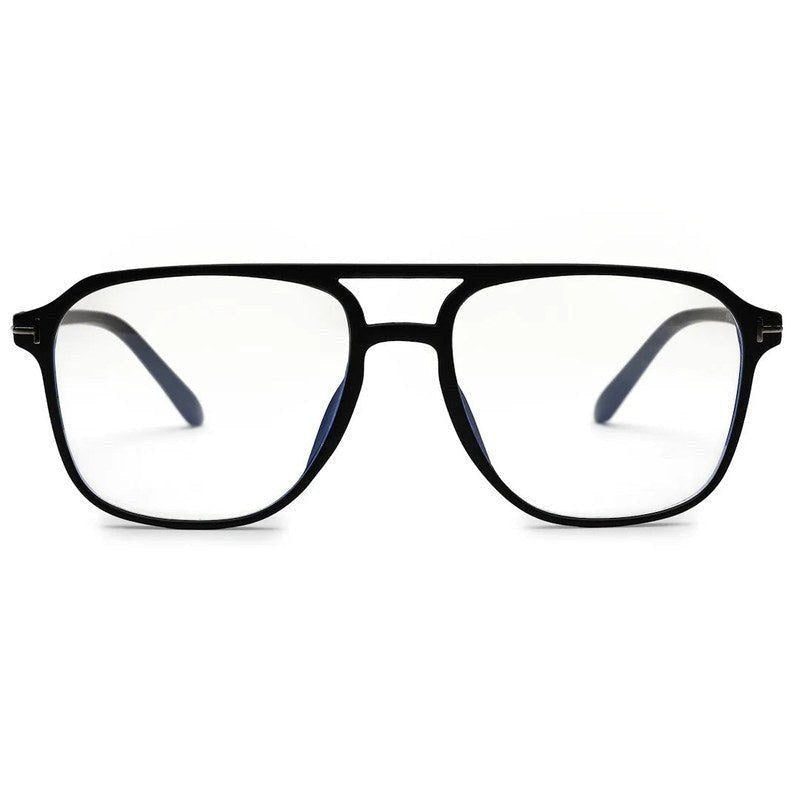 Aegira | Black Small Full Rim Square Computer Glasses for Men & Women [Blue Block]