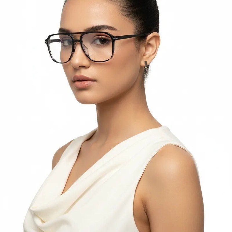 Aegira Black Texture Small Full Rim Square Computer Glasses for Men & Women — Hashtag Eyewears
