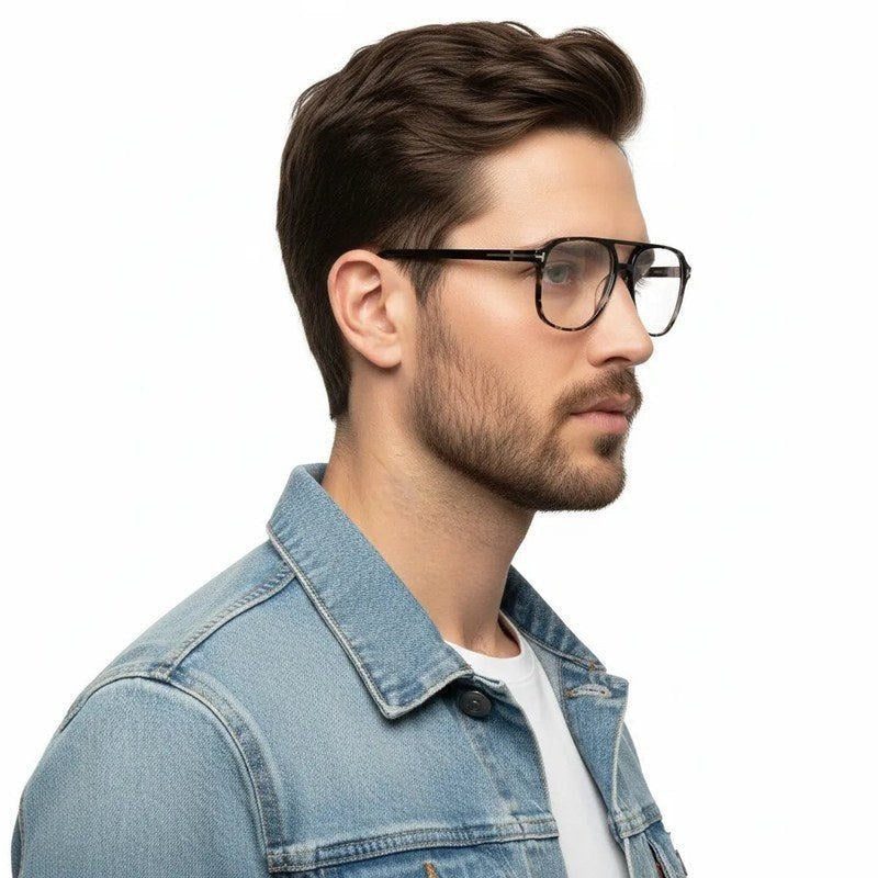 Aegira Black Texture Small Full Rim Square Computer Glasses for Men & Women — Hashtag Eyewears