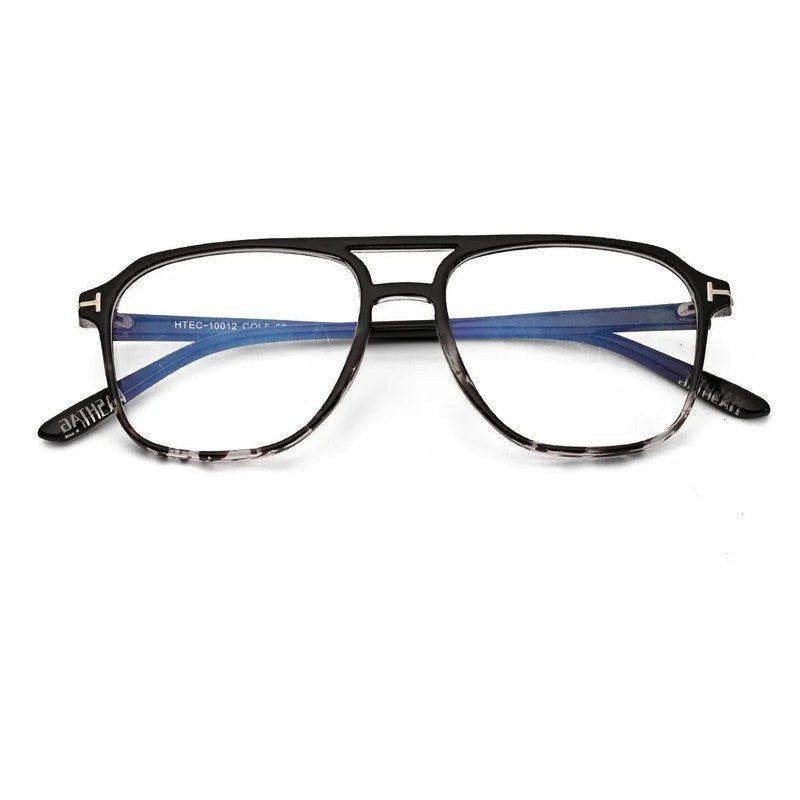 Aegira | Black Texture Small Full Rim Square Computer Glasses for Men & Women [Blue Block]