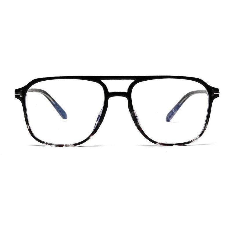 Aegira | Black Texture Small Full Rim Square Computer Glasses for Men & Women [Blue Block]