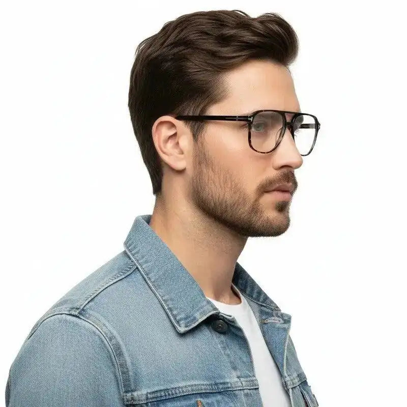 Aegira | Black Texture Small Full Rim Square Computer Glasses for Men & Women [Blue Block]