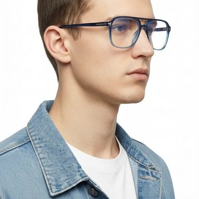 Aegira Gradient Blue Small Full Rim Square Computer Glasses for Men & Women — Hashtag Eyewears