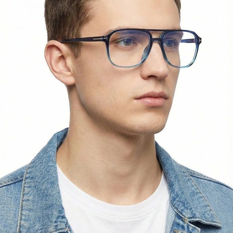 Aegira Gradient Blue Small Full Rim Square Computer Glasses for Men & Women — Hashtag Eyewears