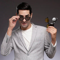 Aerion Black Small Full Rim Round Clip-on for Men — Hashtag Eyewears