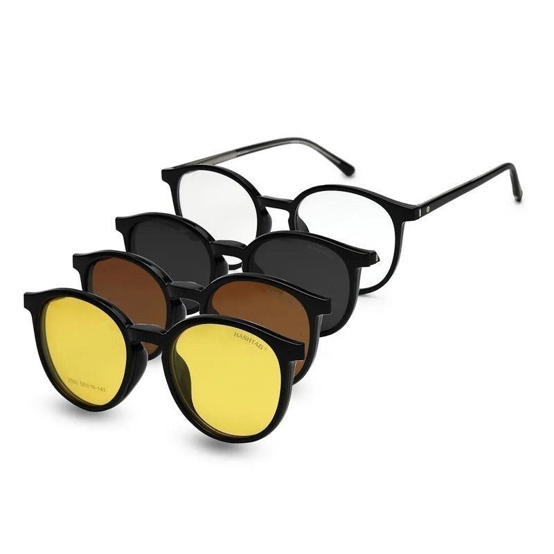 Aerion Black Small Full Rim Round Clip-on for Men — Hashtag Eyewears