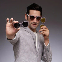 Aerion Purple Texture Small Full Rim Round Clip-on for Men — Hashtag Eyewears