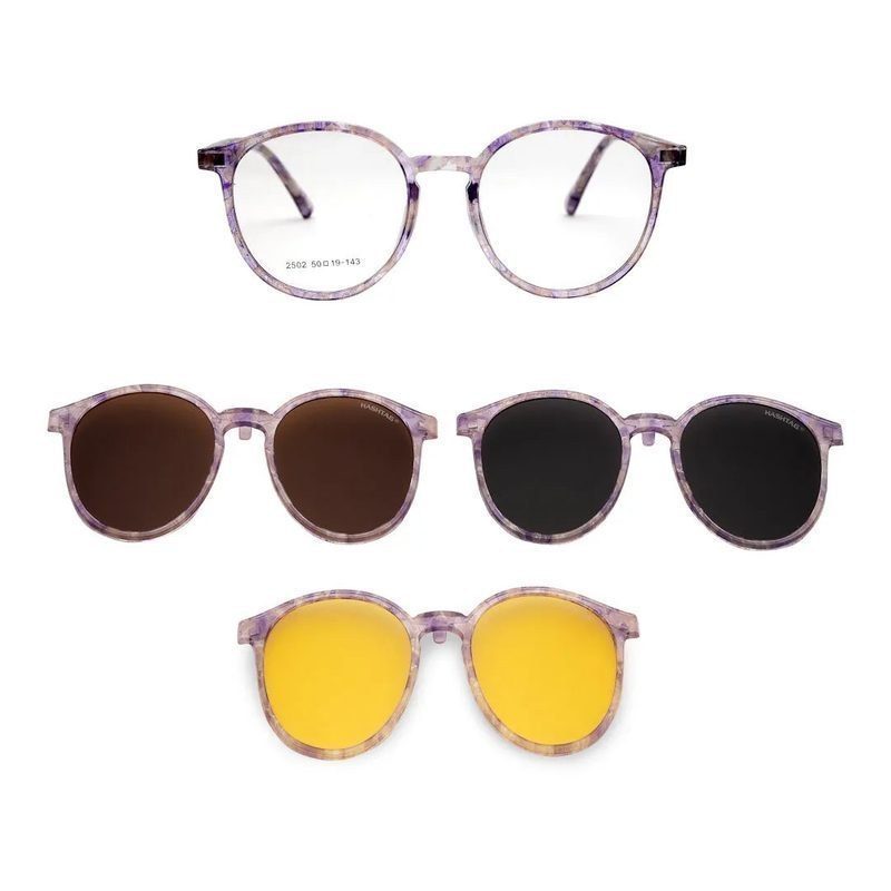 Aerion Purple Texture Small Full Rim Round Clip-on for Men — Hashtag Eyewears