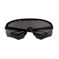Aero | Black Extra-Large Half Rim Shield Sports Sunglasses for Men & Women [UV-protected]