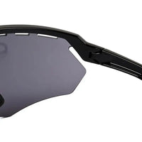 Aero | Black Extra-Large Half Rim Shield Sports Sunglasses for Men & Women [UV-protected]